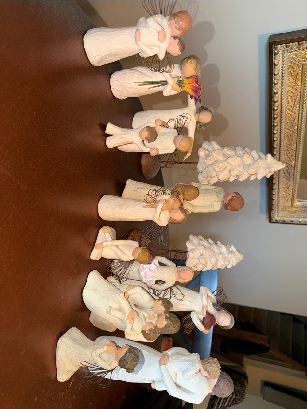 Willow Tree Natural Wood Tone and White Angel Family Figurine Set